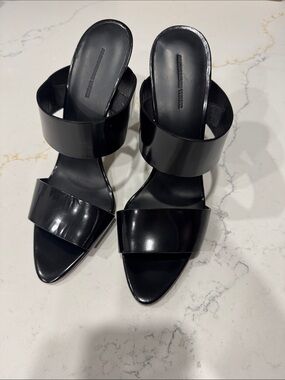 Alexander Wang Black Two-Band Patent Leather Mule Heels